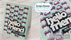 Hello Friend card with New Layered Hearts SVG file