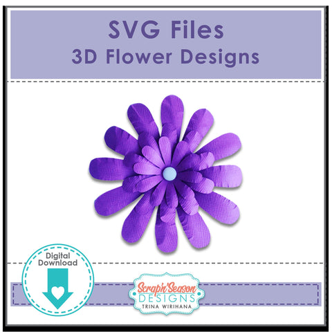 Digital Library - SVG Files - 3D Flower Designs
