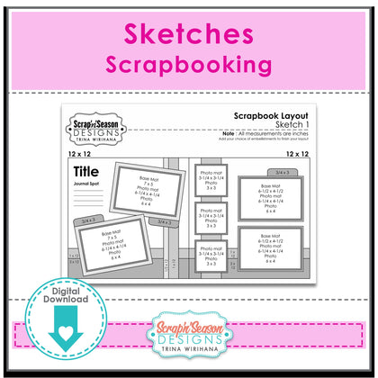 Digital Library - Sketches - Scrapbooking Layouts