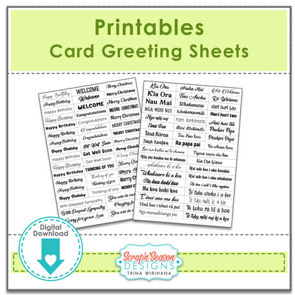Digital Library - Printables - Card Greeting Sheets