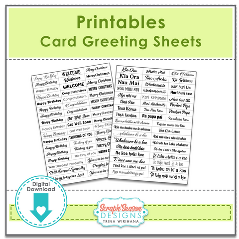 Digital Library - Printables - Card Greeting Sheets