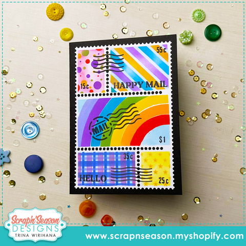 Postage Stamps and Stencil Set - 5 x 7 Card