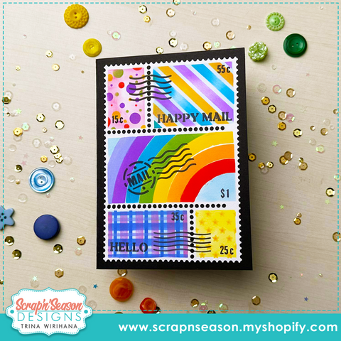 DL - Postage Stamps and Stencil Set - 5 x 7 Card