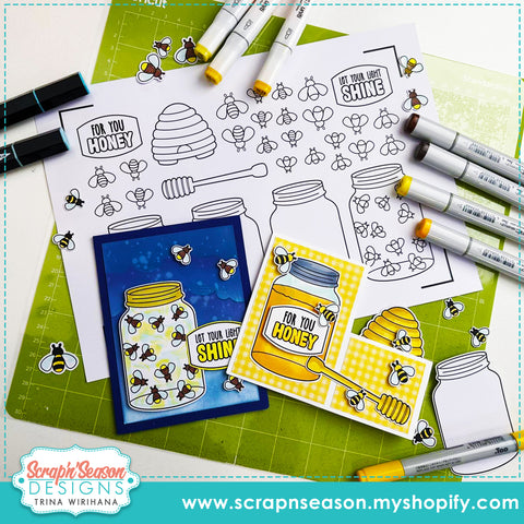 DL - Print, Cut, and Colour - Jar of Honey