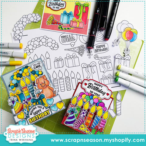 DL - Print, Cut, and Colour - Party Maker