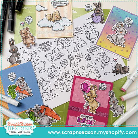 DL - Print, Cut, and Colour - Little Bunnies