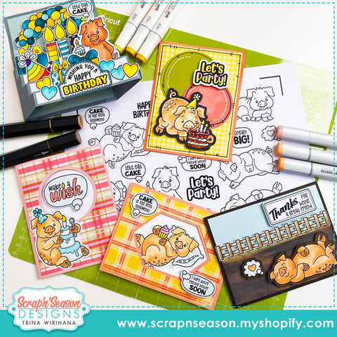 DL - Print, Cut, and Colour - Little Piggies