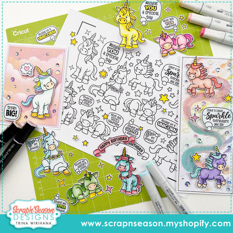 DL - Print, Cut, and Colour - Unicorn Dreams