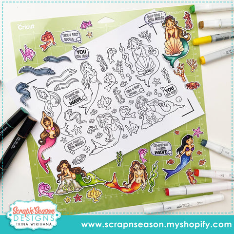 DL - Print, Cut, and Colour - Mini Mermaids