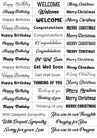 Printable - Card Greetings - Assorted Sheet 1