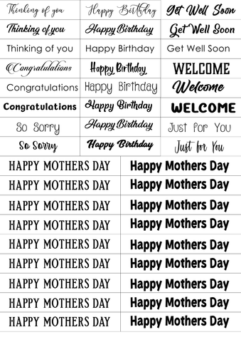 Printable - Card Greetings - Assorted Sheet 2