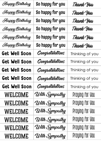 Printable - Card Greetings - Assorted Sheet 3