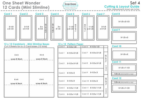 One Sheet Wonder - Set 4 (12 Cards) Mini Slimline