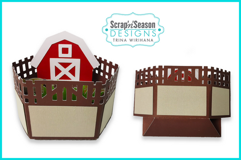 DL - 076. Popup Stage Card - Barn with Fence