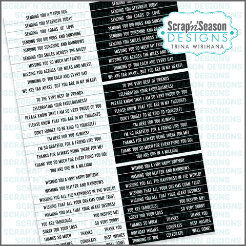 Printable - Card Greetings - Sentiment Strips A
