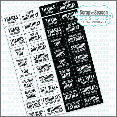 Printable - Card Greetings - Sentiment Strips D