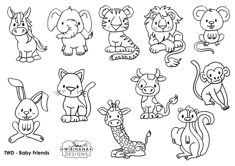 Digital Download - Colouring Sheet - Baby Friends