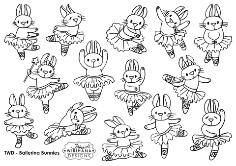 Digital Download - Colouring Sheet - Ballerina Bunnies