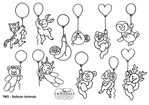 Digital Download - Colouring Sheet - Balloon Animals