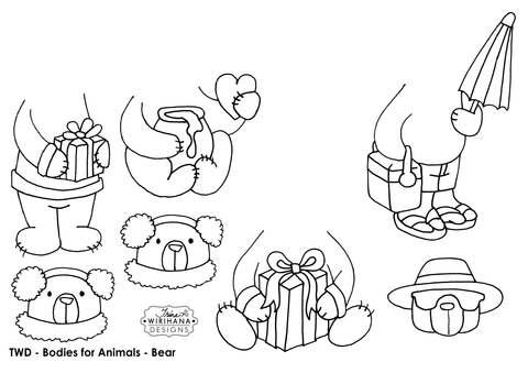Digital Download - Colouring Sheet - Animal Bodies - Bear
