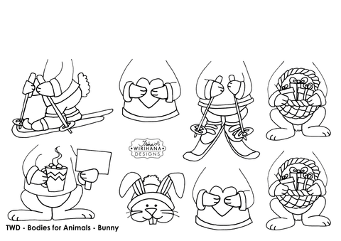 Digital Download - Colouring Sheet - Animal Bodies - Bunny