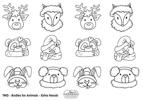 Digital Download - Colouring Sheet - Animal Bodies - Extra Heads
