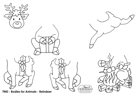 Digital Download - Colouring Sheet - Animal Bodies - Reindeer
