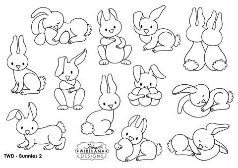 Digital Download - Colouring Sheet - Bunnies 2