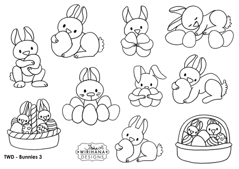 Digital Download - Colouring Sheet - Bunnies 3