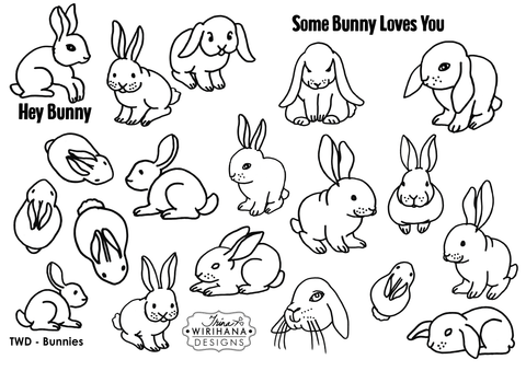 Digital Download - Colouring Sheet - Bunnies