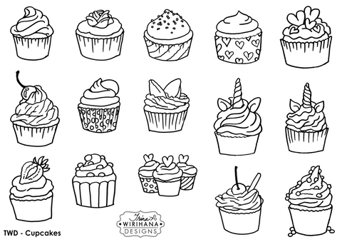 Digital Download - Colouring Sheet - Cupcakes