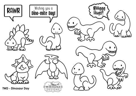 Digital Download - Colouring Sheet - Dinosaur Day