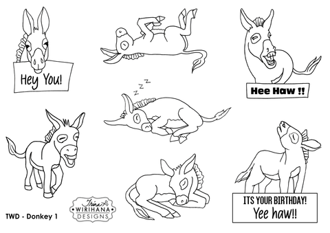 Digital Download - Colouring Sheet - Donkey 1