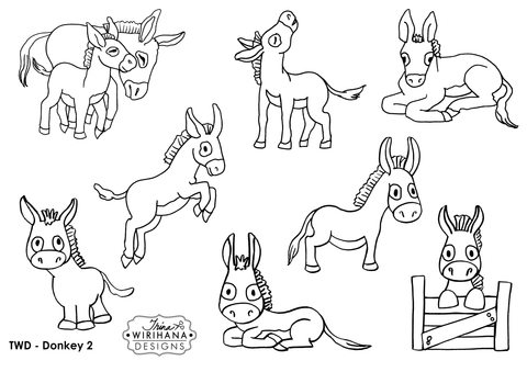 Digital Download - Colouring Sheet - Donkey 2