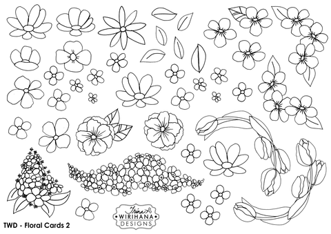 Digital Download - Colouring Sheet - Floral Cards 2