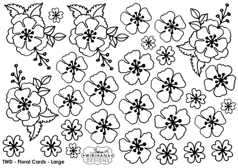 Digital Download - Colouring Sheet - Floral Cards Large