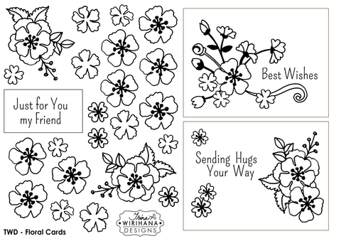 Digital Download - Colouring Sheet - Floral Cards