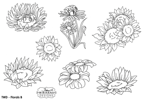 Digital Download - Colouring Sheet - Florals B
