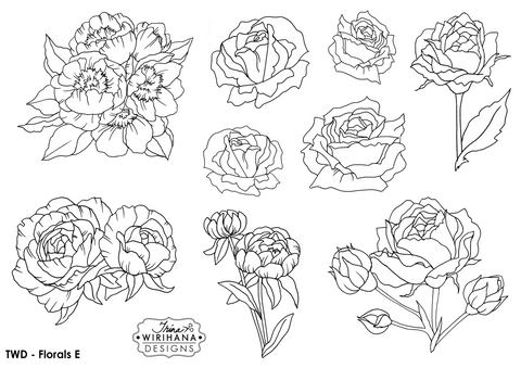 Digital Download - Colouring Sheet - Florals E