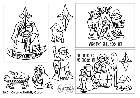 - FREEBIE - Gnome Nativity Cards