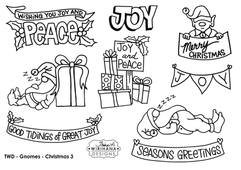 Digital Download - Colouring Sheet - Gnomes Christmas 3