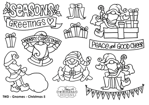 Digital Download - Colouring Sheet - Gnomes Christmas 5
