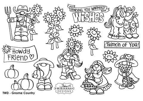 Digital Download - Colouring Sheet - Gnomes - Country