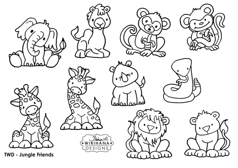 Digital Download - Colouring Sheet - Jungle Friends