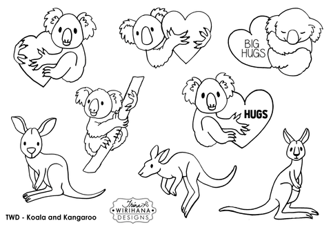 Digital Download - Colouring Sheet - Koala and Kangaroo