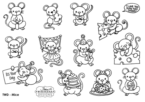 Digital Download - Colouring Sheet - Mice