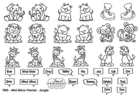 Digital Download - Colouring Sheet - Mini Mirror Friends - Jungle