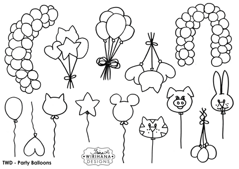 Digital Download - Colouring Sheet - Party Balloons