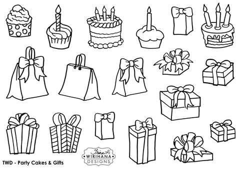 Digital Download - Colouring Sheet - Party Cakes