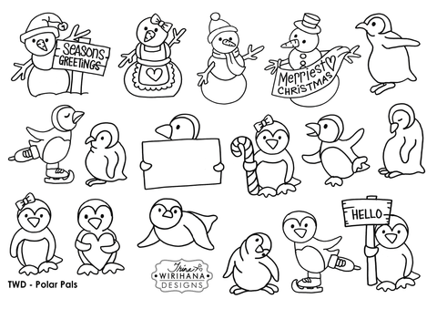 Digital Download - Colouring Sheet - Polar Pals